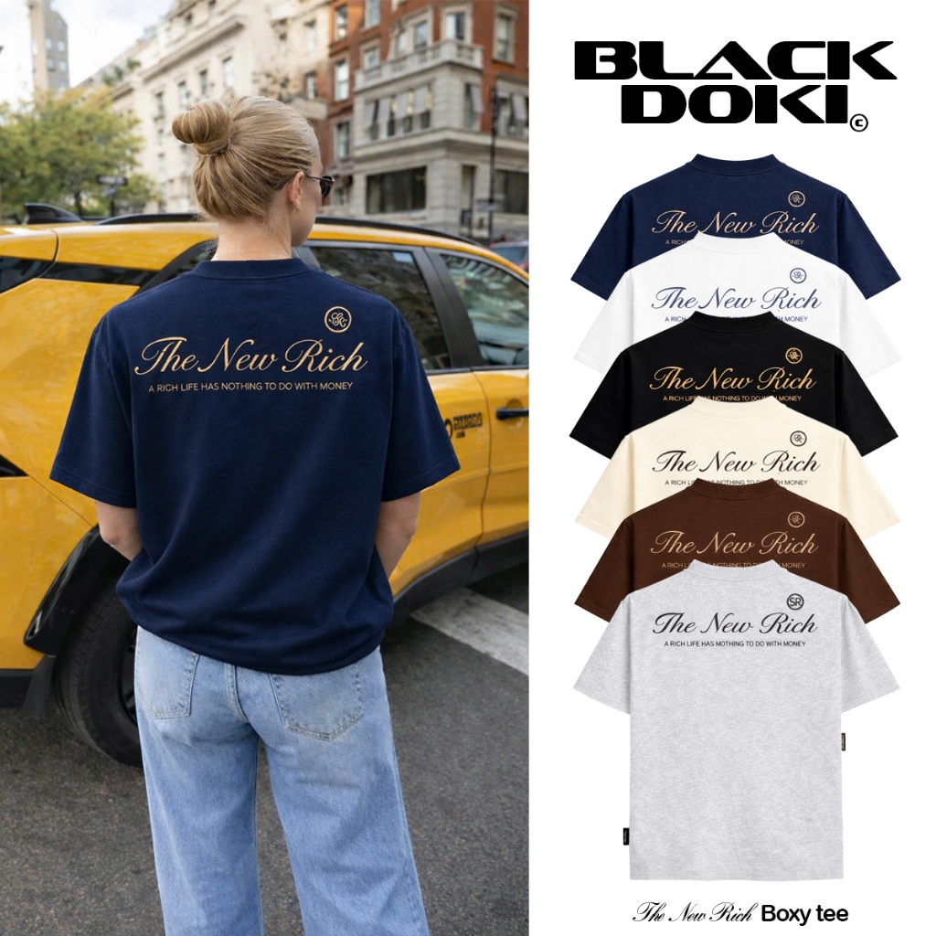 Áo Thun TheNewRich Boxy Tee Blackdoki Cotton 250gsm Local Brand Tay Lỡ Form Boxy Rộng Nam Nữ