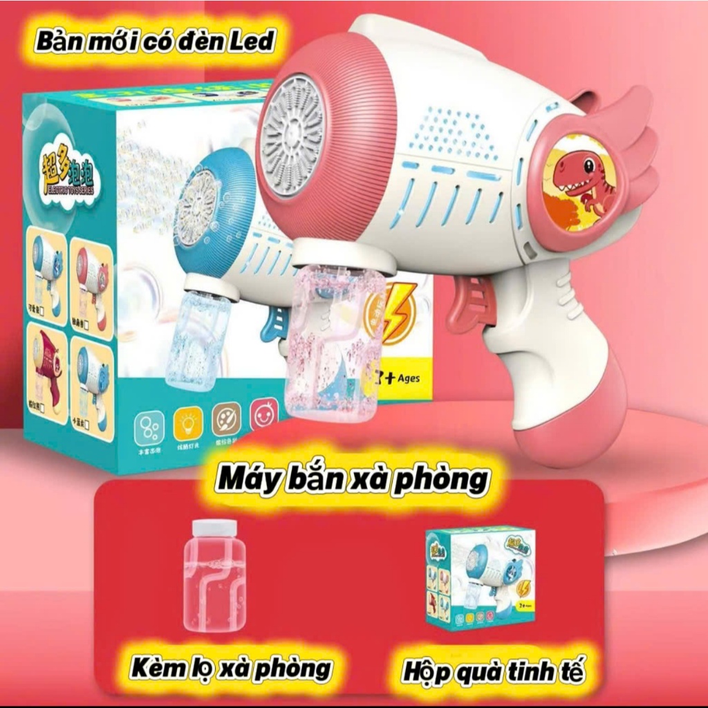 Máy Bắn Bong Bóng Xà Phòng 32 Nòng Có Đèn LED – Máy Thổi Bong Bóng Cho Bé Kèm 1 Lọ Xà Phòng