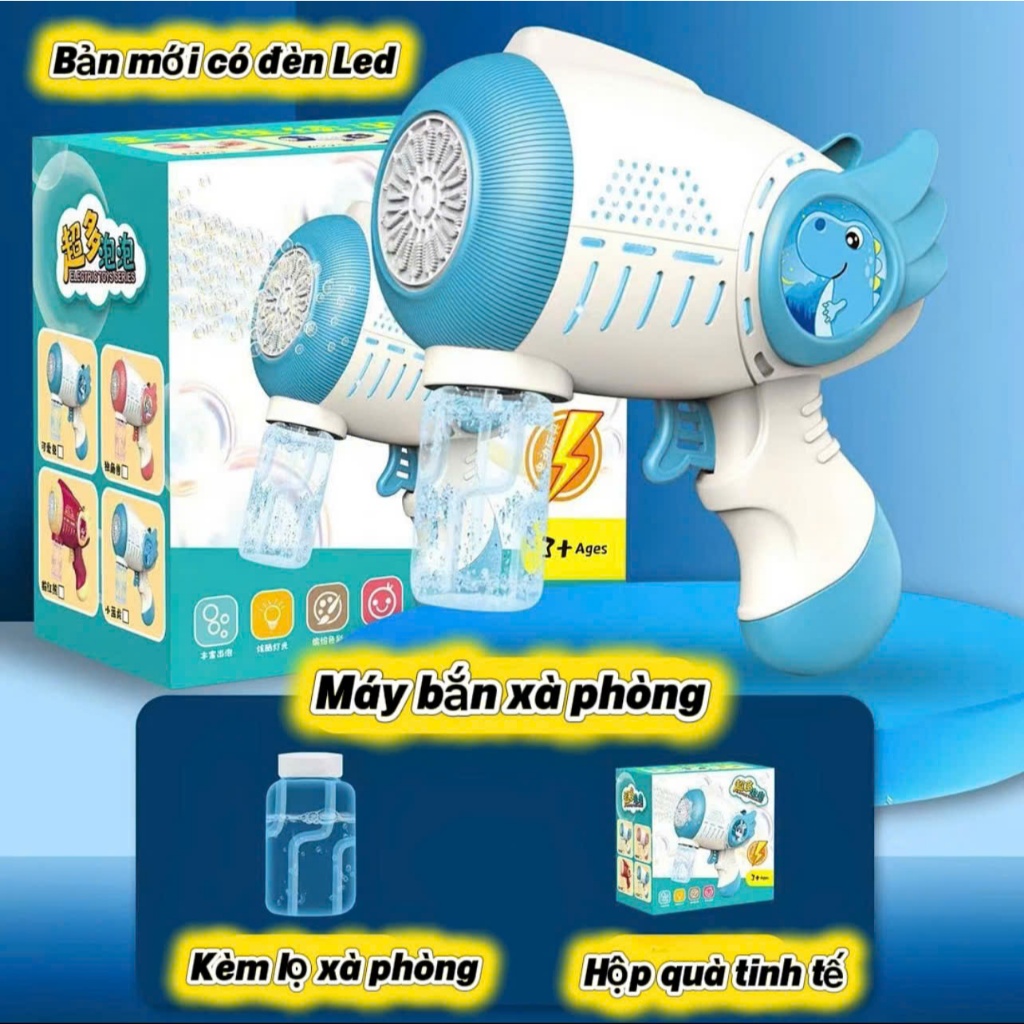 Máy Bắn Bong Bóng Xà Phòng 32 Nòng Có Đèn LED – Máy Thổi Bong Bóng Cho Bé Kèm 1 Lọ Xà Phòng