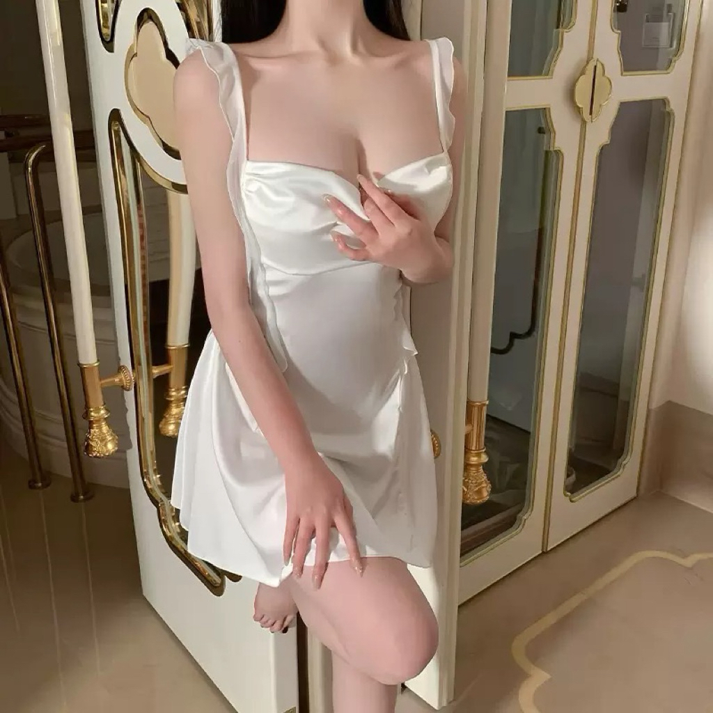 (Kèm mút + chip) Hàng quảng châu cao cấp Váy ngủ lụa 2 dây sexy gợi cảm quyến rũ HV253-T307