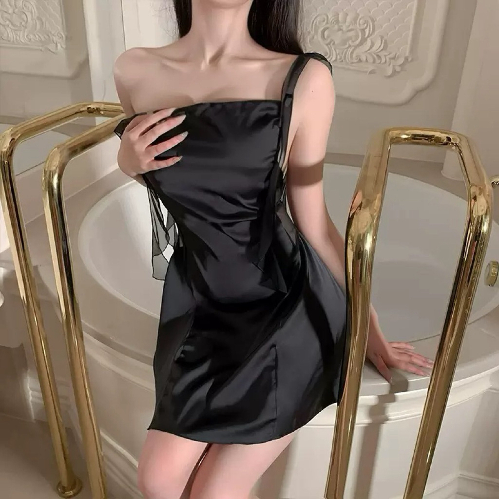 (Kèm mút + chip) Hàng quảng châu cao cấp Váy ngủ lụa 2 dây sexy gợi cảm quyến rũ HV253-T307