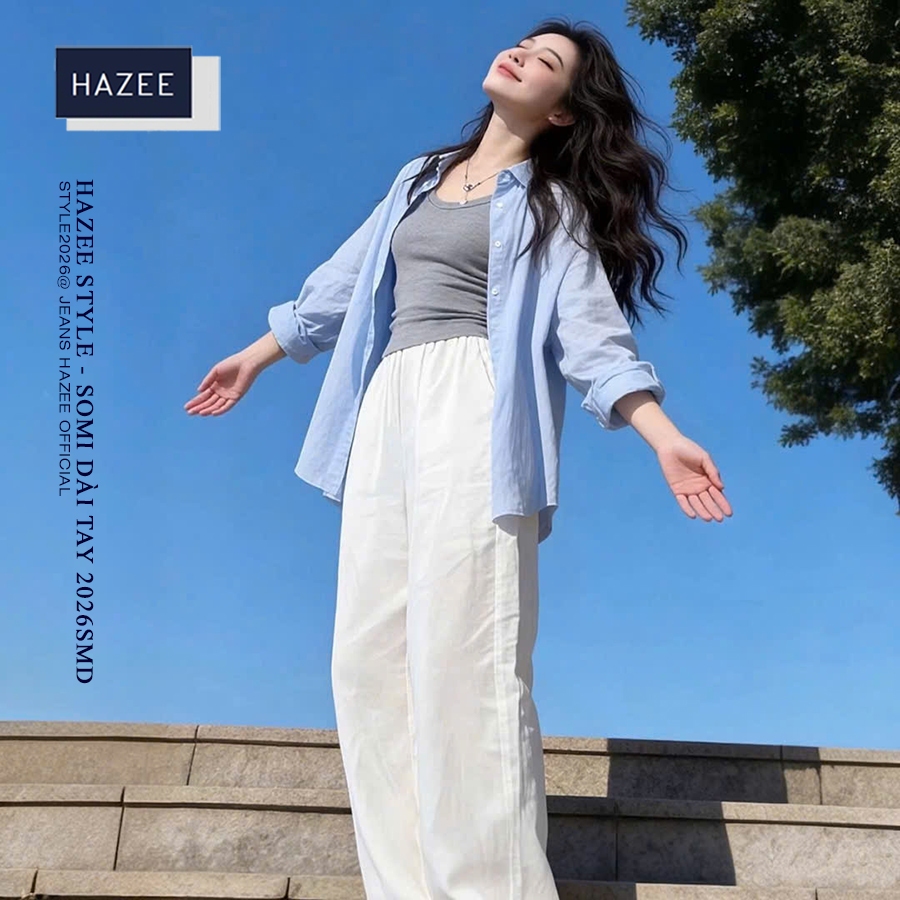Áo Sơ Mi Nữ Form Rộng Cao Cấp HAZEE - Vải Mềm Mát, Che Dáng, Khoác Ngoài Ulzzang 2 Màu Siêu Hot