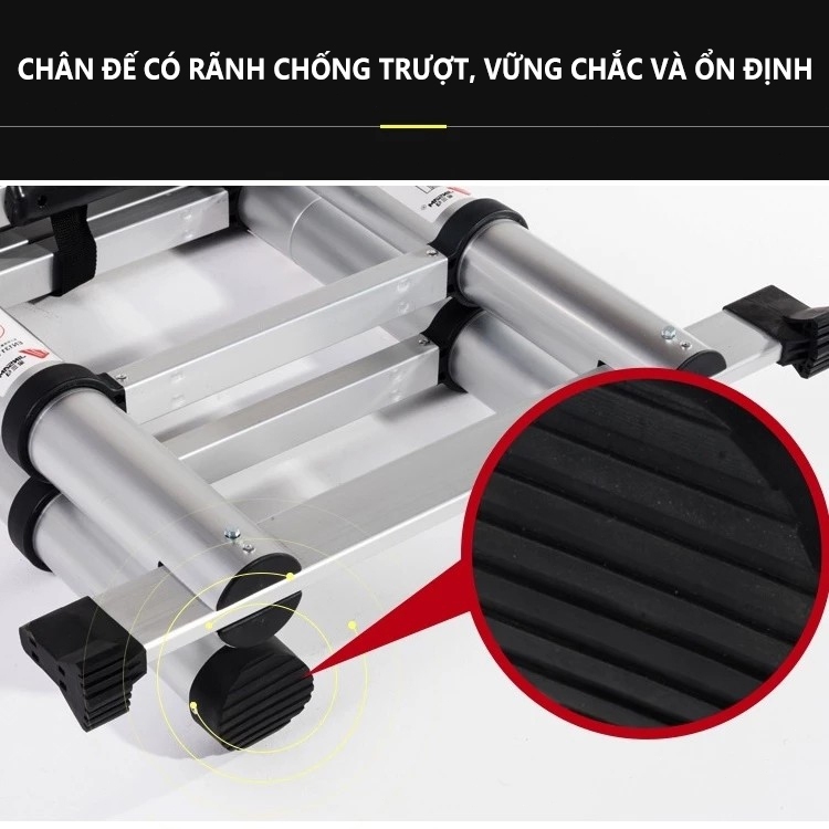 Thang Rút Nhôm Inox Chữ A  Nhập Khẩu Thang Rút Đôi Đơn Chất Liệu Nhôm Inox 1.7M-6M