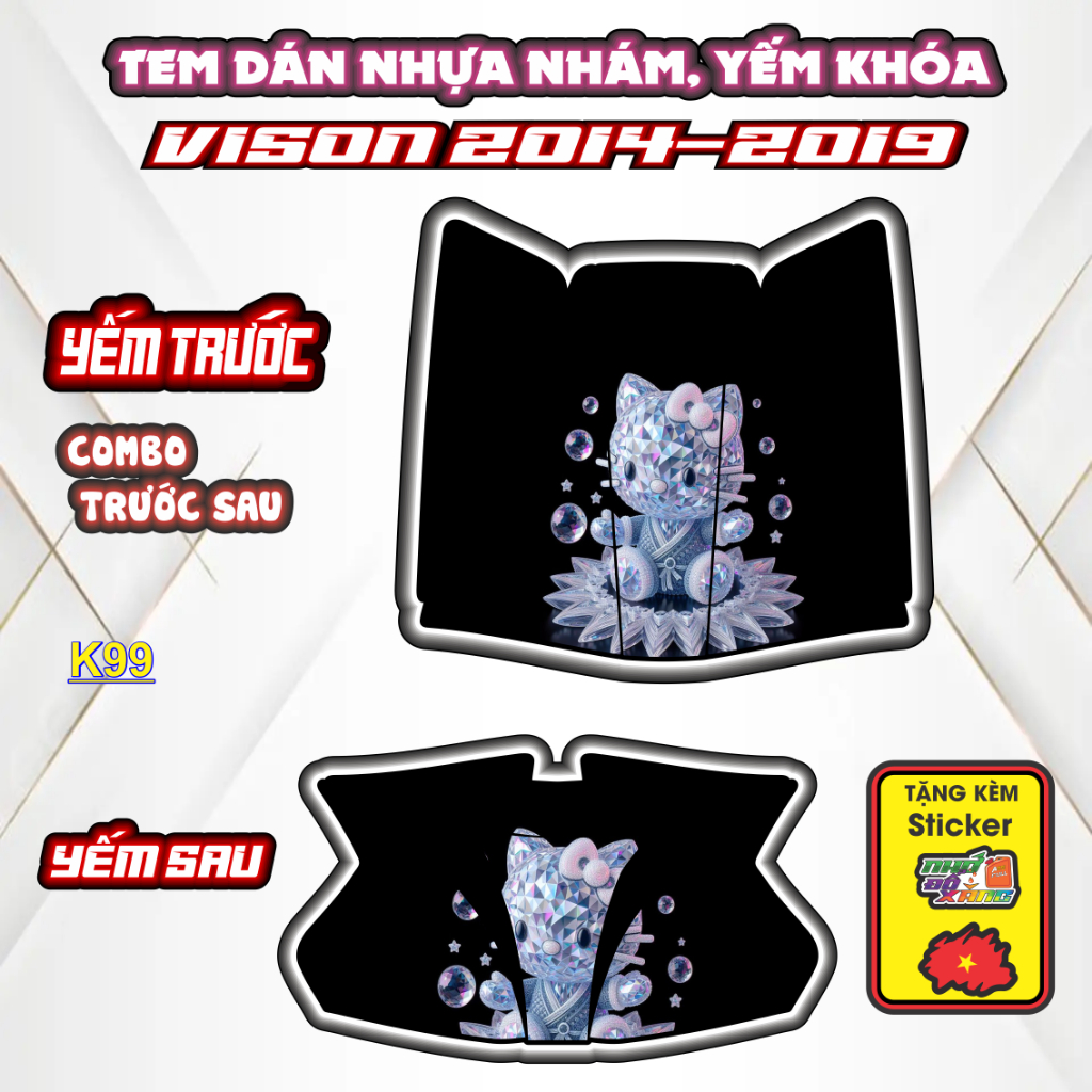 Bộ Tem Dán Chống Trầy Nhựa Nhám VISION 2014-2019- Decal Bảo Vệ Cao Cấp, Chống Nước, Bền Màu.