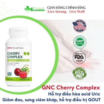 [CHÍNH HÃNG] GNC SuperFoods Tart Cherry - Viên uống hỗ trợ Gout, điều hòa acid uric, giảm viêm đau sưng khớp