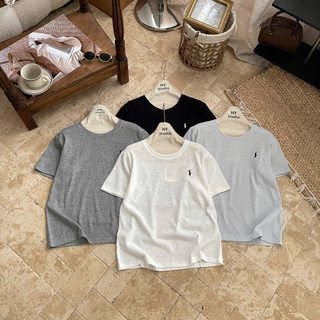 Áo phông giấy gạo mỏng cổ tròn thêu ngựa