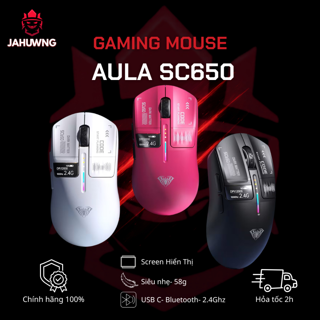 [Chính Hãng] Chuột Không Dây Gaming AULA SC650 -Màn Hình Hiển Thị Thông ...