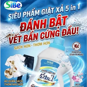 Giảm giá Nước giặt xả SiBE 5in1 sạch áo quần thơm ngát hương hoa