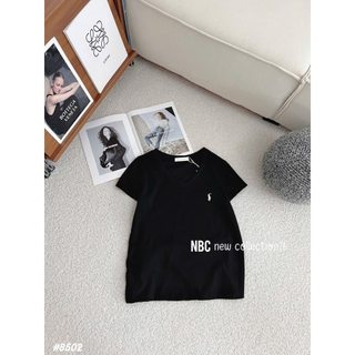 Áo thun cổ tim thêu ngựa cộc mềm mỏng
