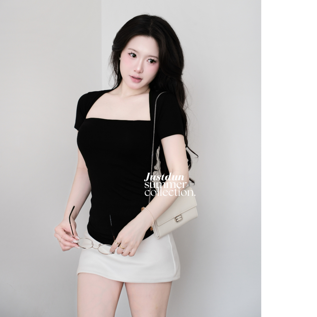 Áo Thun Nhún Eo Ngắn Tay Ôm Body Cotton Mịn JUSTDUN PQ8
