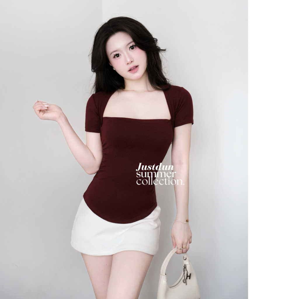 Áo Thun Nhún Eo Ngắn Tay Ôm Body Cotton Mịn JUSTDUN PQ8