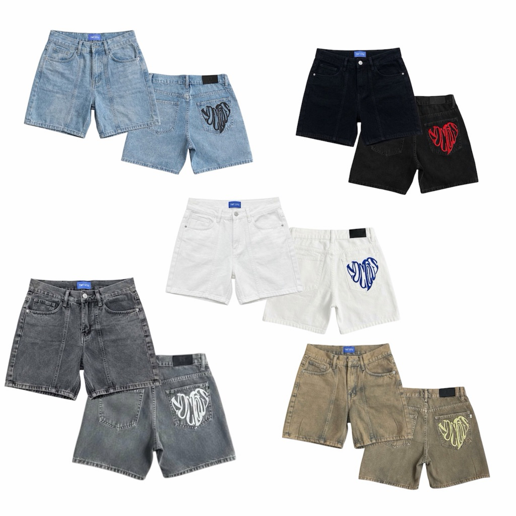 [Mùa Hè] Quần Short Jeans Nam Nữ Thêu Trái Tim Túi Sau Premium TMT.STU | TMTD01