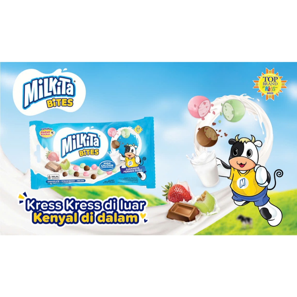 [Combo] Kẹo mút hũ Milkita 50 que đủ mùi và 10 gói kẹo Milkita Bites Dây 11,2g - nhập khẩu Indonesia