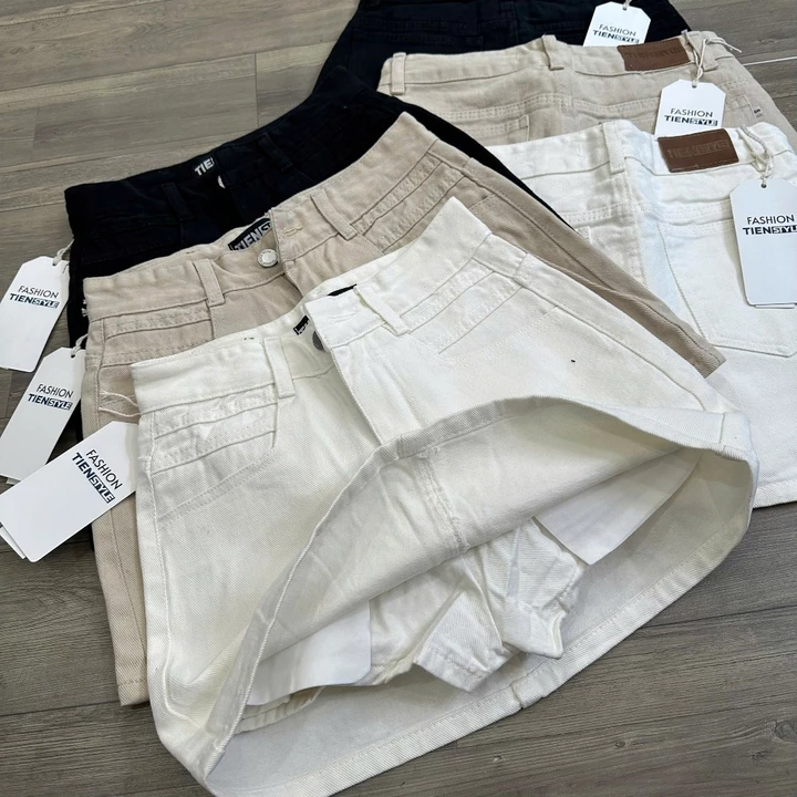 TIENSTYLE - Chân váy jean chữ A mạc da túi viền xếp có lót quần phong cách,Chân váy Bò Bigsize S/5XL