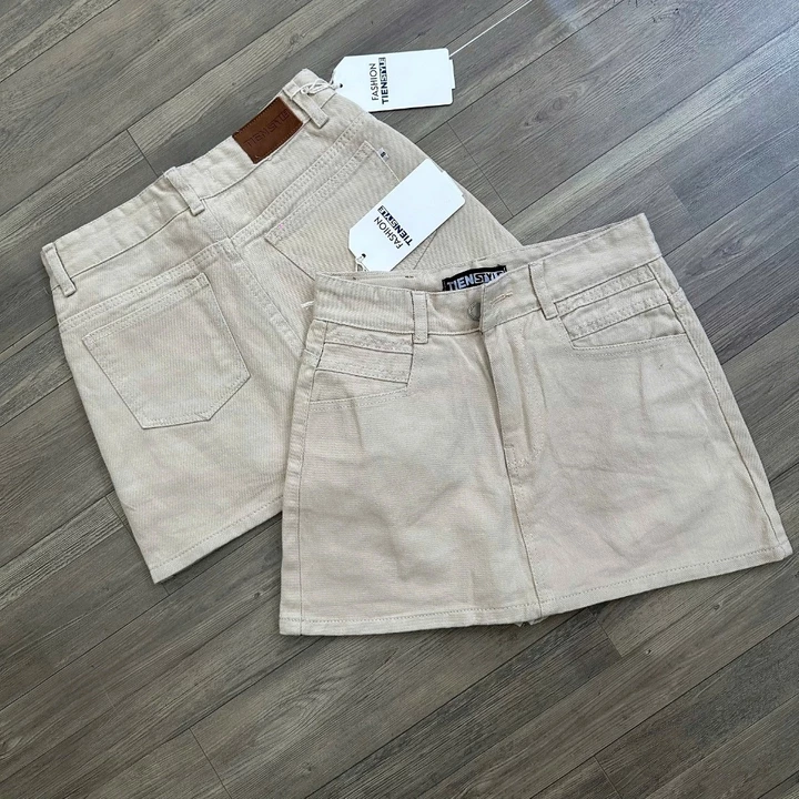 TIENSTYLE - Chân váy jean chữ A mạc da túi viền xếp có lót quần phong cách,Chân váy Bò Bigsize S/5XL