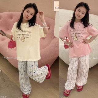 SET ÁO HELLO KITTY HỒNG / XANH PHỐI QUẦN ĐŨI SIÊU CƯNG CHO BÉ 7-12Y | AnhMy Baby