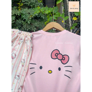 SET ÁO HELLO KITTY HỒNG / XANH PHỐI QUẦN ĐŨI SIÊU CƯNG CHO BÉ 7-12Y | AnhMy Baby