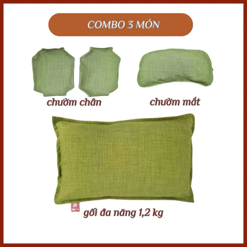 Combo Gối chườm nóng thảo dược, túi chườm mắt, chườm ấm lòng bàn chân