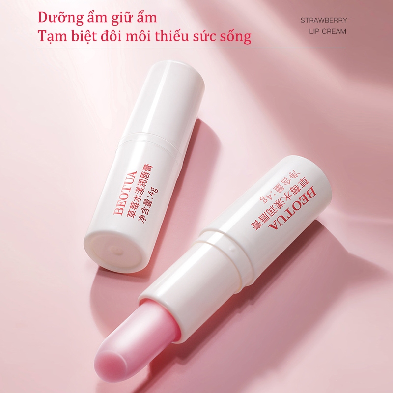 Son dưỡng môi dâu tây BEOTUA hương dâu tây ngọt ngào cân bầng độ ấm cho môi giúp cho đôi môi căng mọngmin màng tự nhiên