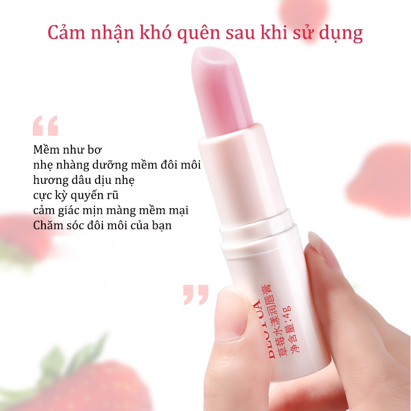 Son dưỡng môi dâu tây BEOTUA hương dâu tây ngọt ngào cân bầng độ ấm cho môi giúp cho đôi môi căng mọngmin màng tự nhiên