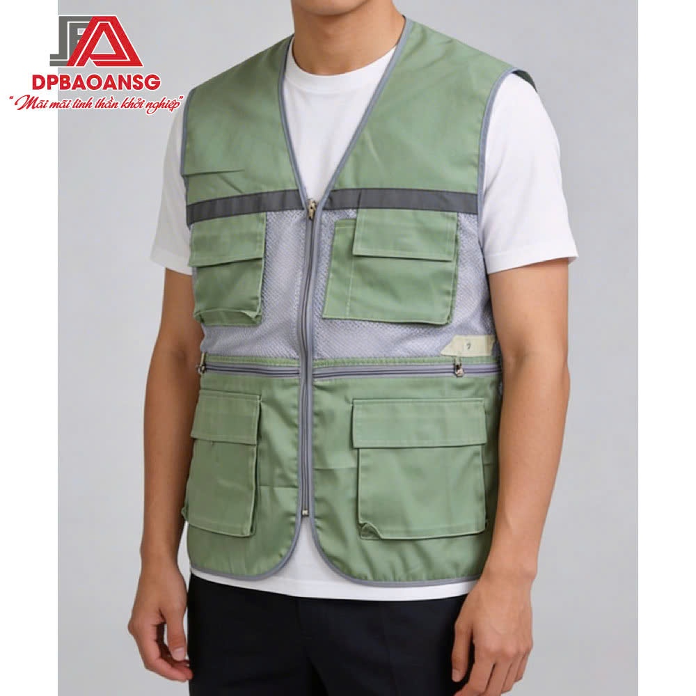 Áo Gile Bảo Hộ Phản Quang Vải Phối Lưới Cho Kỹ Sư, Công Nhân, Kỹ Thuật - Có Túi Nhiều Màu
