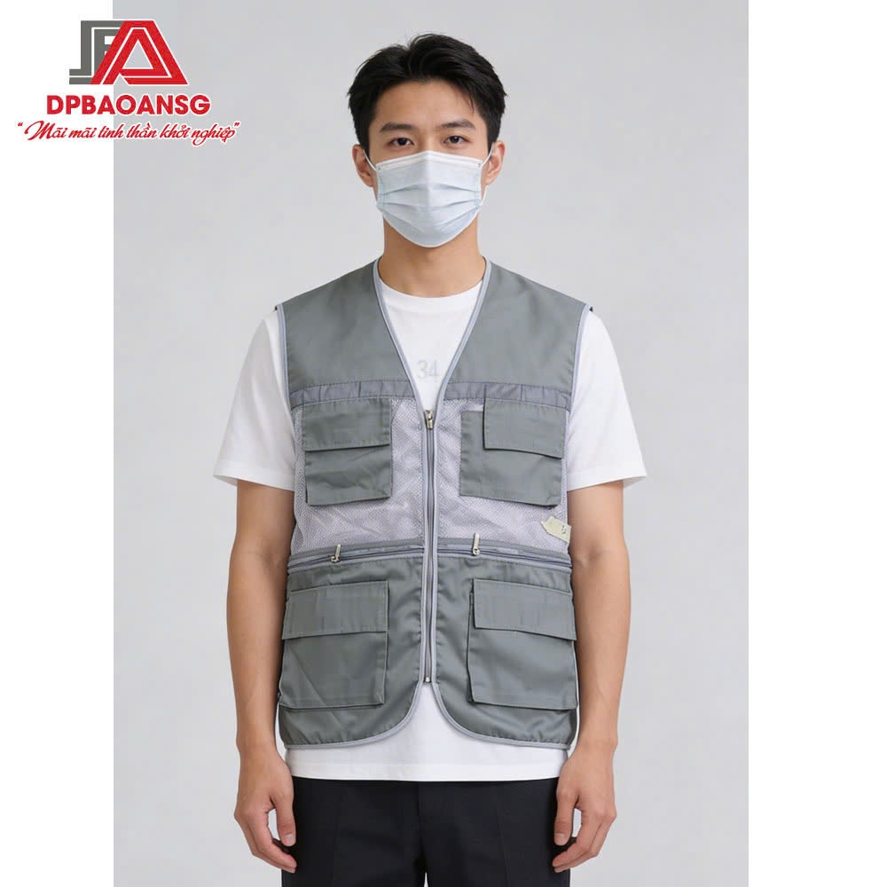 Áo Gile Bảo Hộ Phản Quang Vải Phối Lưới Cho Kỹ Sư, Công Nhân, Kỹ Thuật - Có Túi Nhiều Màu