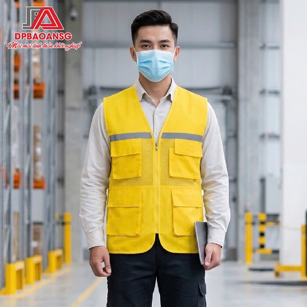 Áo Gile Bảo Hộ Phản Quang Vải Phối Lưới Cho Kỹ Sư, Công Nhân, Kỹ Thuật - Có Túi Nhiều Màu