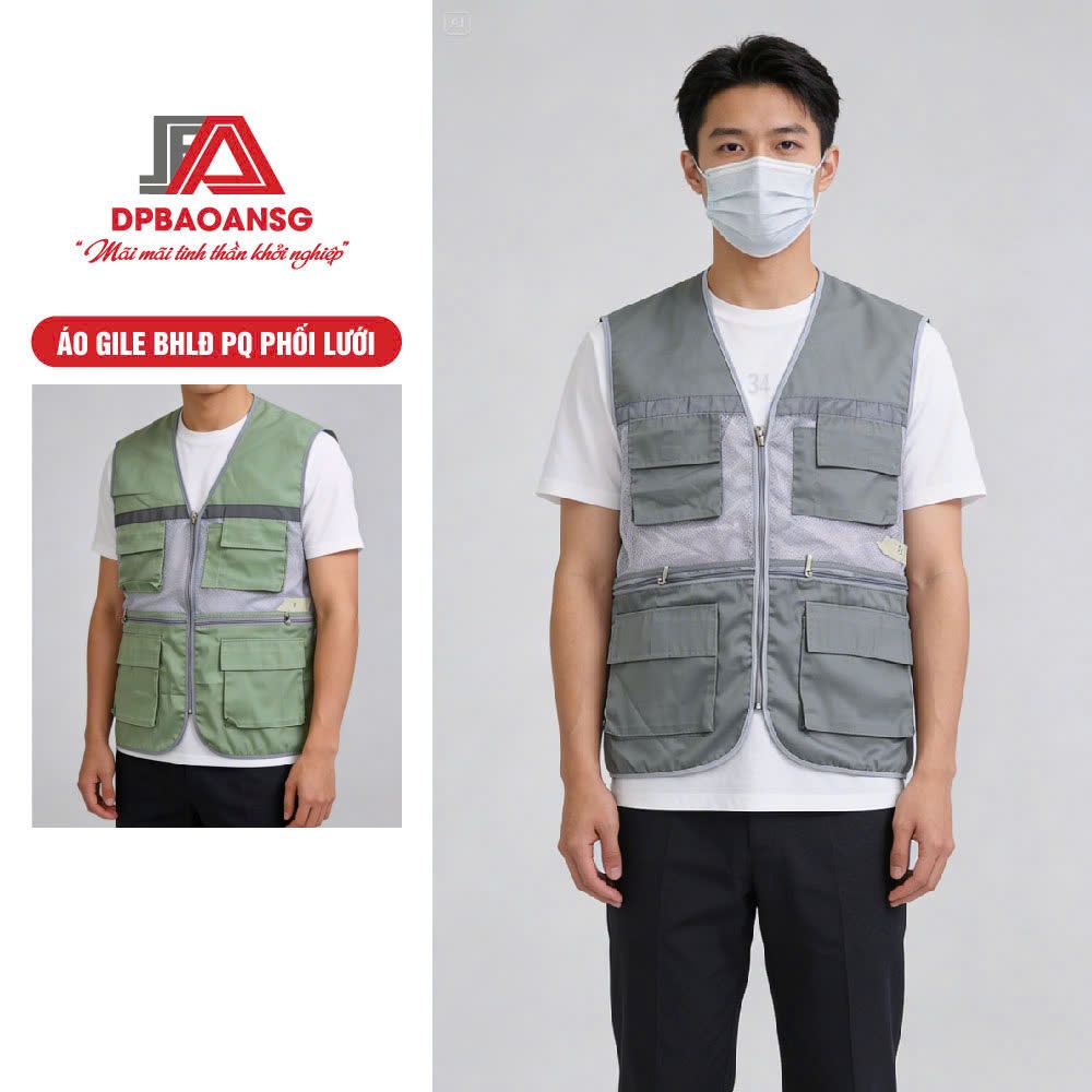 Áo Gile Bảo Hộ Phản Quang Vải Phối Lưới Cho Kỹ Sư, Công Nhân, Kỹ Thuật - Có Túi Nhiều Màu