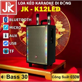 Loa Kéo Xách Tay Hát Karaoke Di Động Bluetooth JK K12 Bass 30 Công Suất Lớn  LED Tạo Hiệu Ứng 4 Chế Độ Bảo Hành 12 Tháng