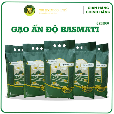 Combo 25kg Gạo Basmati Ấn Độ (5x5kg) – Gạo Hạt Dài, Ít Tinh Bột, Ăn Kiêng, Tốt Cho Tiểu Đường