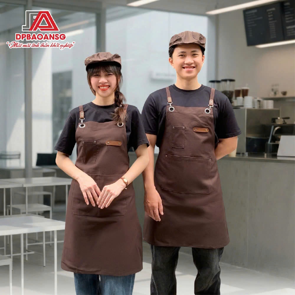 Tạp Dề Đồng Phục Quán Vải Kaki Dày Dặn Bền Màu Cho Nam Nữ Nhân Viên Phục Vụ, Pha Chế, Bếp