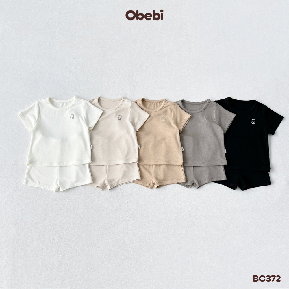 Bộ Cộc Tay Trẻ Em Vải Rayon Siêu Mềm Mại Thoải Mái Cho Bé Trai Bé Gái Obebi Từ 6- 22kg BC372.1