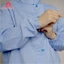 Áo Phòng Sạch Màu Xanh Chất Kate Ford Thoáng Mát, Tay Dài Bo Thun Cho Nam Nữ Công Nhân