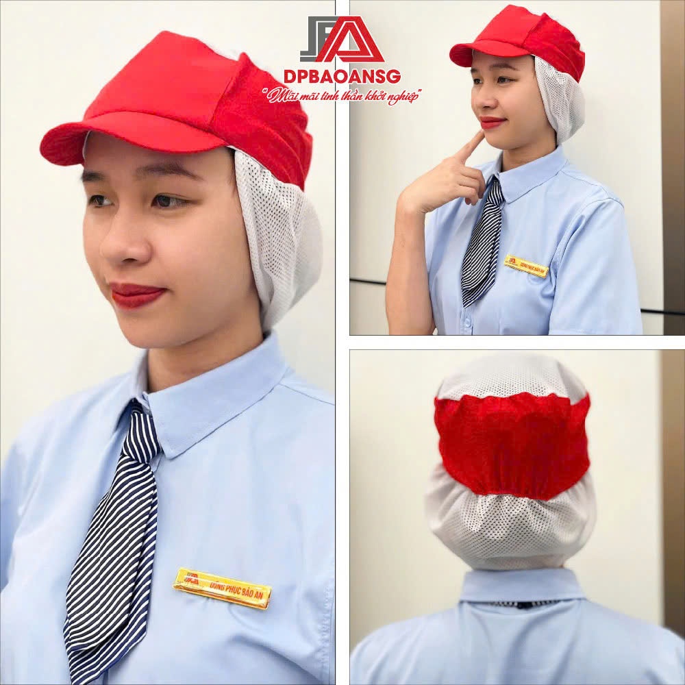 Nón Lưới Dài Có Vành Vải Kate Thoáng Mát - Mũ Công Nhân Thực Phẩm, Thủy Sản Nhiều Màu