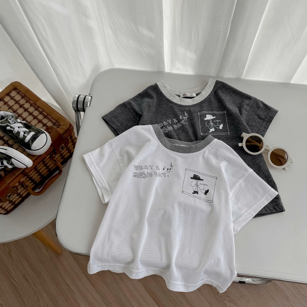 Set bộ cộc tay bé trai 1-6 tuổi Miniumbaby in hình chữ ngực dễ thương, chất áo cotton mềm mát SB2704