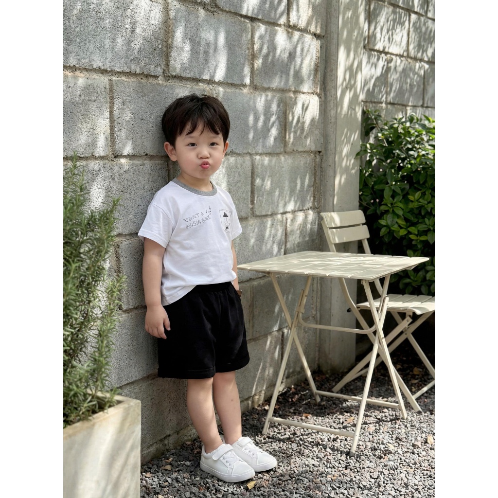 Set bộ cộc tay bé trai 1-6 tuổi Miniumbaby in hình chữ ngực dễ thương, chất áo cotton mềm mát SB2704