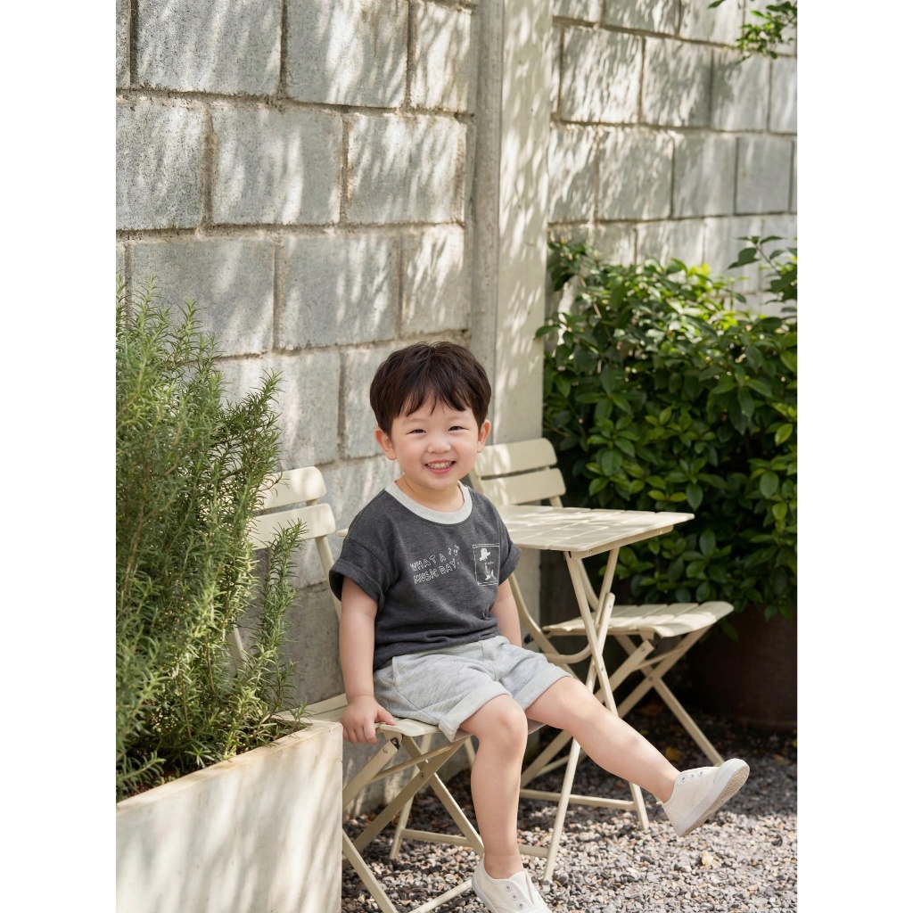 Set bộ cộc tay bé trai 1-6 tuổi Miniumbaby in hình chữ ngực dễ thương, chất áo cotton mềm mát SB2704