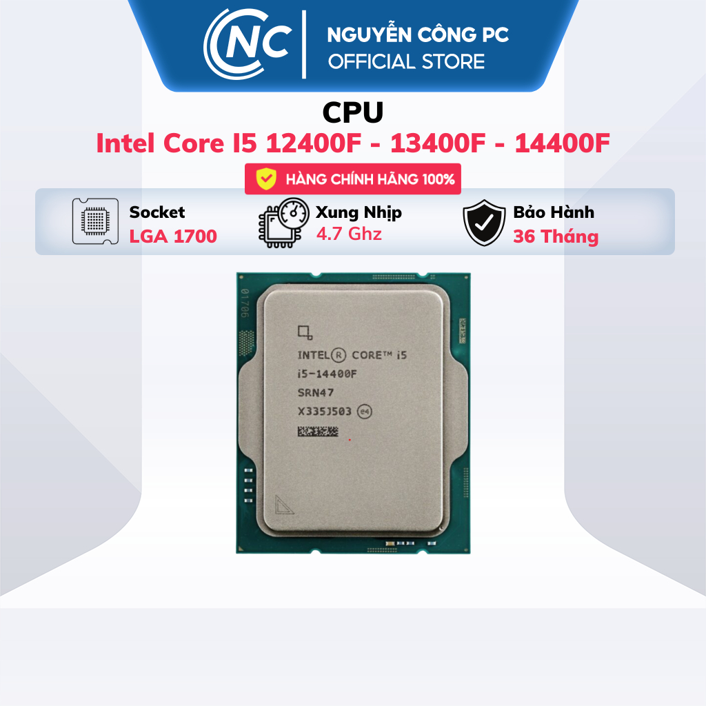 Bộ Vi xử lý CPU Intel core i5 12400F | 13400F | 14400F |  Tray - BH 36 tháng | BigBuy360 - bigbuy360.vn