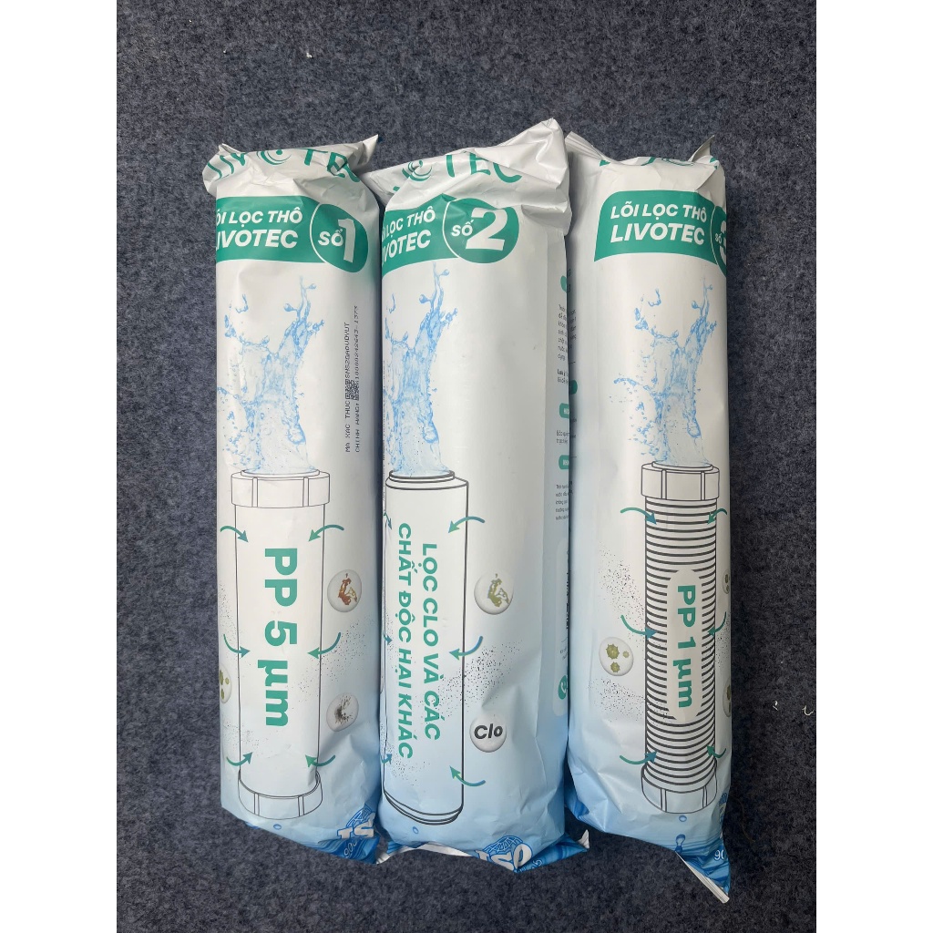 Combo Lõi Lọc Nước 123 Karofi Livotec (Thêm 1 Đến 2 Lõi Số 1) Có Serial Chính Hãng Thay Thế Được Cho Cốc Lọc 10Inch