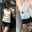Áo sơ mi nữ cộc tay dáng ôm hoạ tiết kẻ sọc caro màu trắng đen xanh trơn chất thô ASM008 - Tiktik