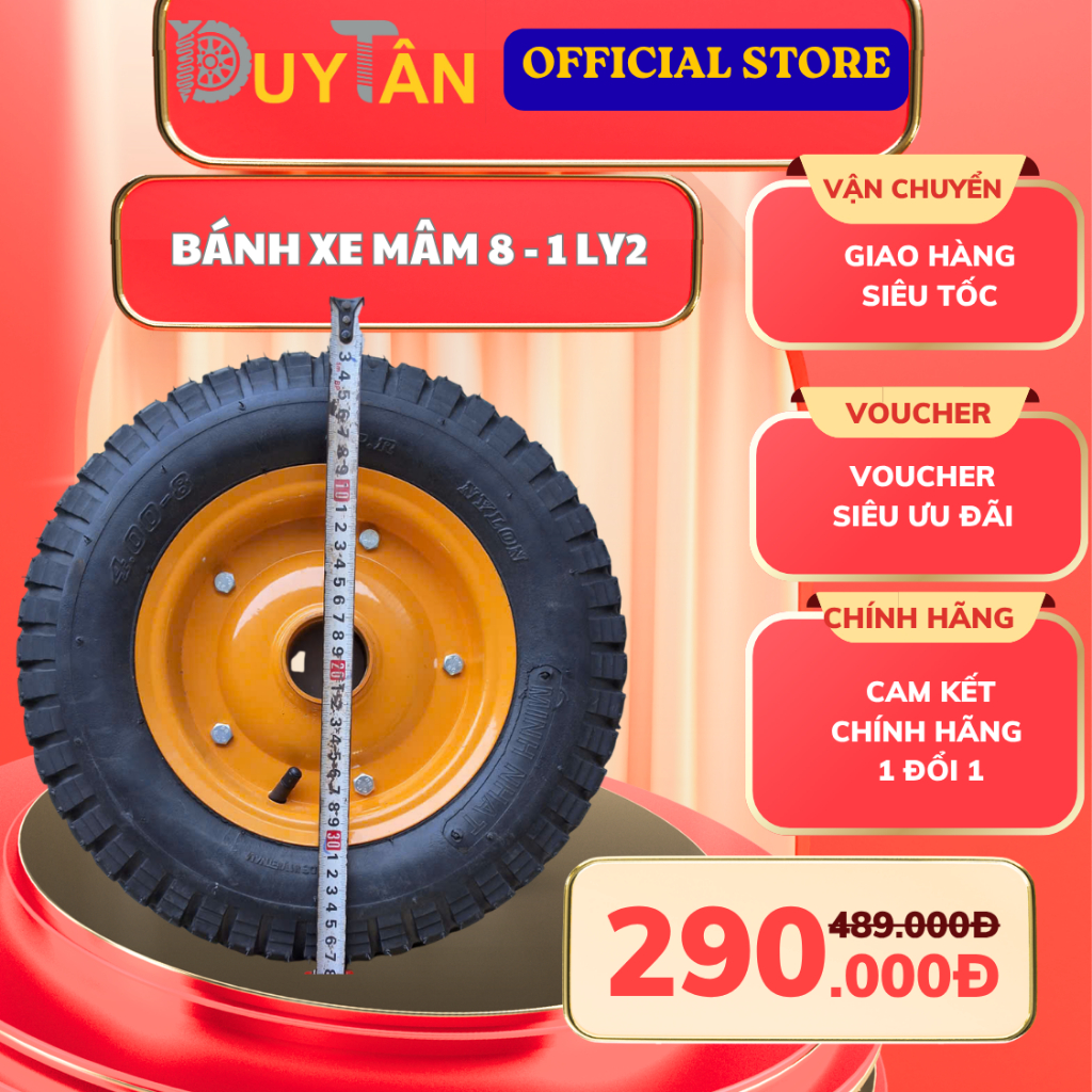 Bánh Xe Rùa Mâm 8 Cơ Khí Duy Tân – Bánh Xe Sắt 1 Ly 2, Đường Kính 38cm, Chịu Tải Bền Bỉ