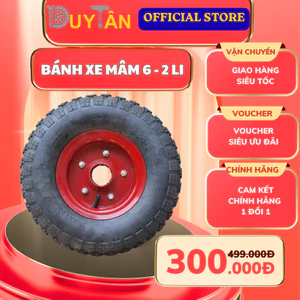 Bánh Xe Rùa Mâm 6 Cơ Khí Duy Tân – Bánh Xe Sắt 2 Ly, Vỏ 4.00-6, Đường Kính 35cm, Chịu Tải Nặng – Độ Bền Cao
