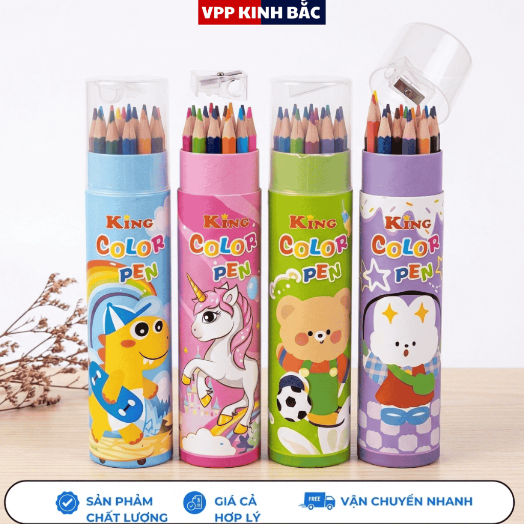 Bút Chì Màu Ông King, Thỏa Sức Cho Bé Sáng Tạo, Các sz 12/18/24 Màu.