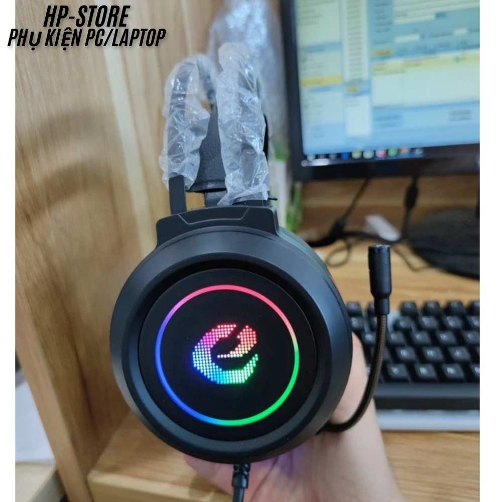 Tai nghe chụp tai Gaming- Tai nghe chữ E có mic (cổng USB) âm thanh 7.1, Âm Bass Cực Căng, Ốp Da Êm Ái, BH 12T