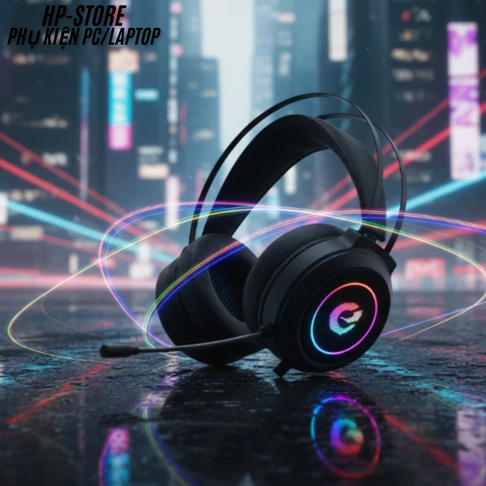 Tai nghe chụp tai Gaming- Tai nghe chữ E có mic (cổng USB) âm thanh 7.1, Âm Bass Cực Căng, Ốp Da Êm Ái, BH 12T