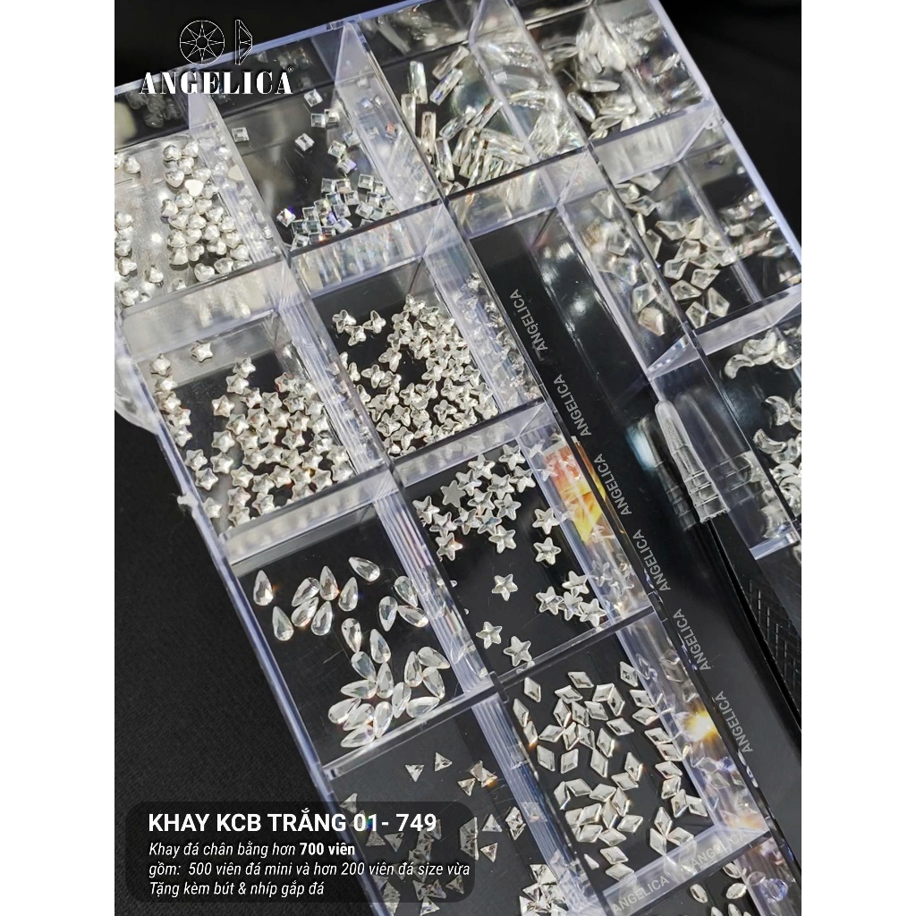 Khay Đá KCB 700 Viên Chân Bằng ANGELICA Kèm Phụ Kiện Đính Đá - Trang Trí Móng Nail KCB01-749