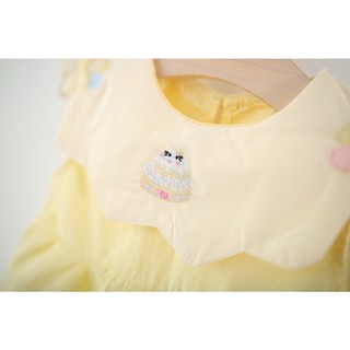 Váy bé gái cổ thêu 9th-4 tuổi phong cách Hàn vải kate (thô cotton) mát mẻ mùa hè D1274 Bí Ngô Nhỏ