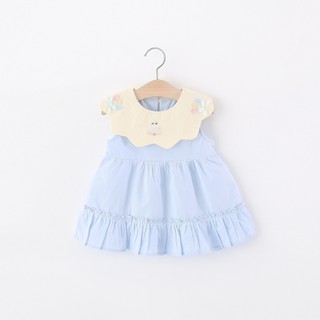 Váy bé gái cổ thêu 9th-4 tuổi phong cách Hàn vải kate (thô cotton) mát mẻ mùa hè D1274 Bí Ngô Nhỏ