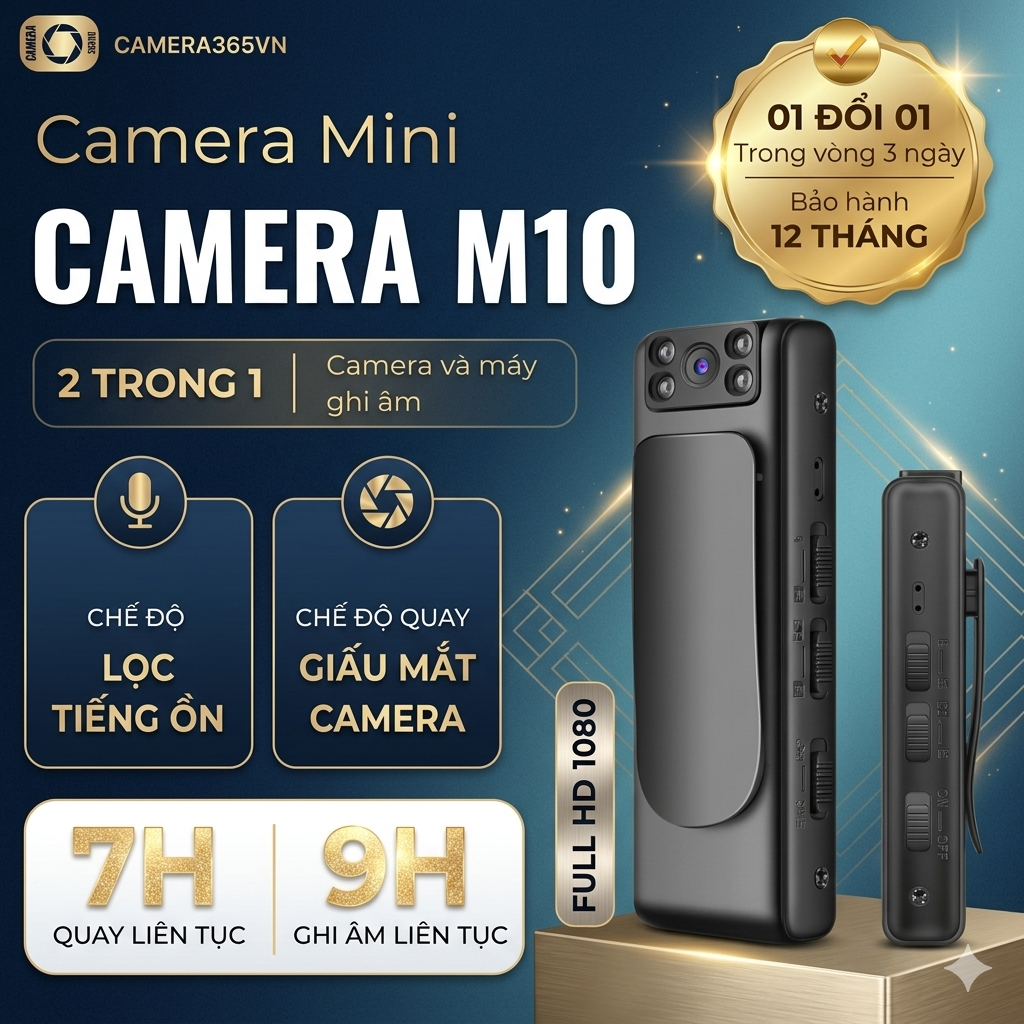 Camera M10 - 1080 Full HD, Camera Mini Không Dây, Xoay 90 Độ, Cam Giấu ...