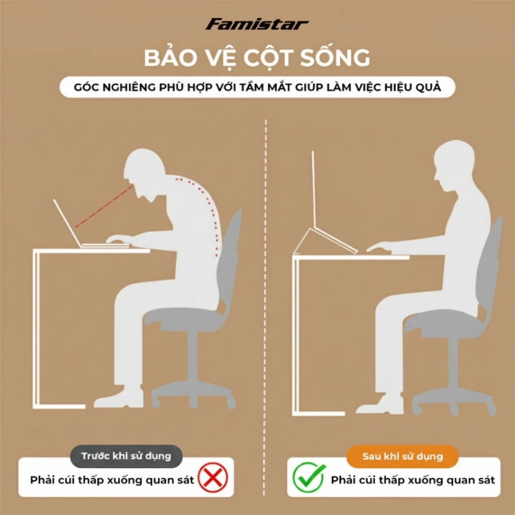 Giá Đỡ LapTop VTEK GD09 Tản Nhiệt Độ Cao Công Thái Học Ngang Tầm Mắt - Chịu Lực Lên Đến 10KG